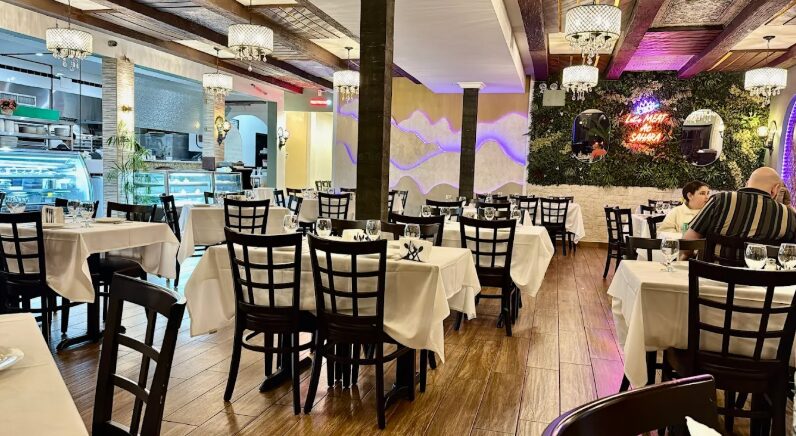 Grand Sahara dining room arranged for guests and private events